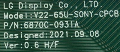 T-CON ORIGINAL PARA TV SONY BRAVIA / NUMERO DE PARTE 7011A / 6871L-7011A / 6870C-0931A / LE550PQL (HQ)(A1) / V22-65U-SONY-CPCB / PANEL YDCM055UNG01 / MODELO XR-55A80K / XR55A80K / XR-55A80CK / XR55A80CK - Imagen 3